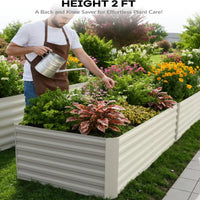 GARVEE Verzinktes Hochbeet 244 × 122 × 61 cm, Metall Pflanzbeet mit Offenem Boden, Rostbeständig und Wetterfest für Gemüse, Kräuter, Blumen und Garten, Beige