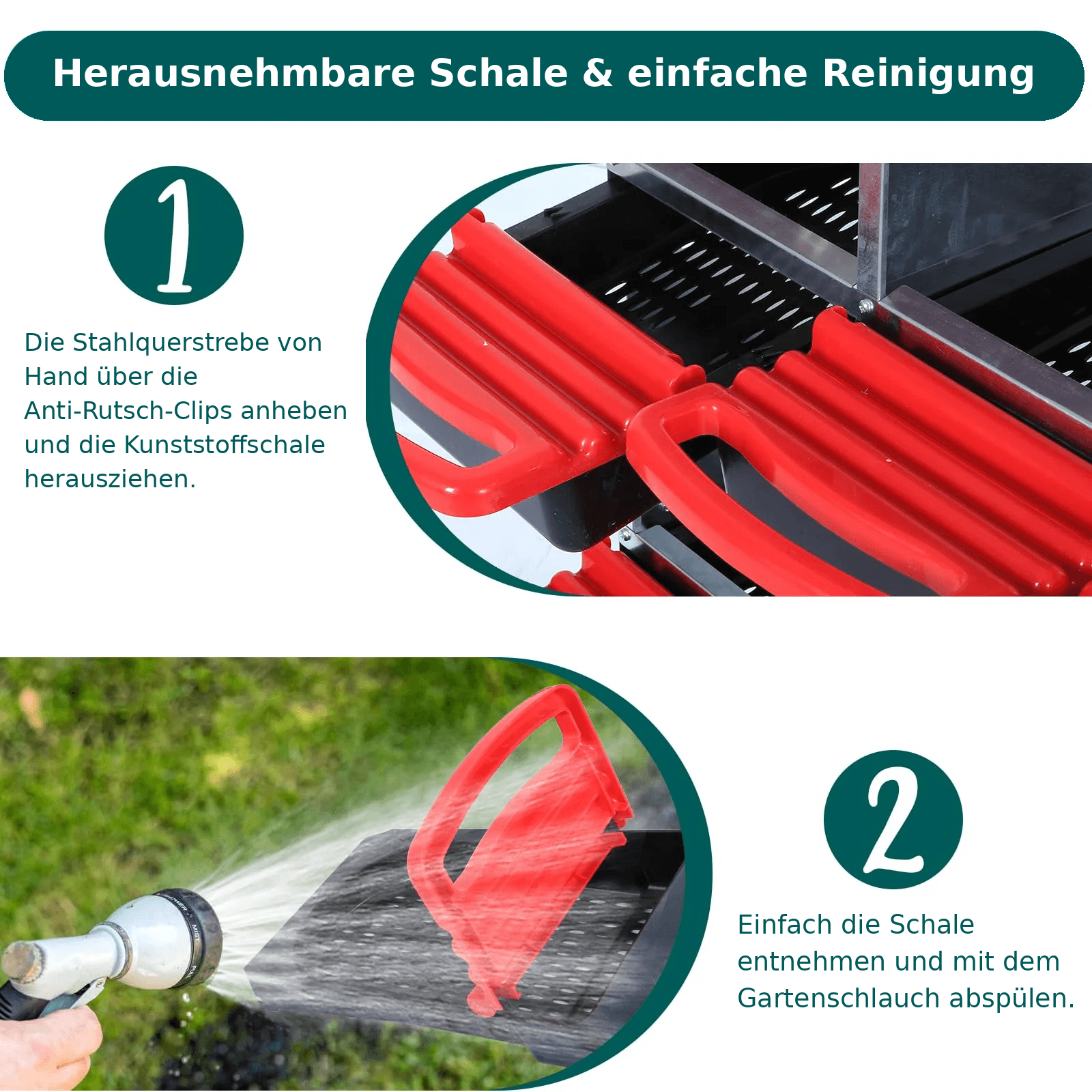 Garvee 2-stöckiges Legenest für Hühner, 6 Fächer, Hühnernistkasten aus verzinktem Stahl mit Stützbeinen & herausnehmbarer Auffangschale, Abrollnest für bis zu 12 Hennen, Rot