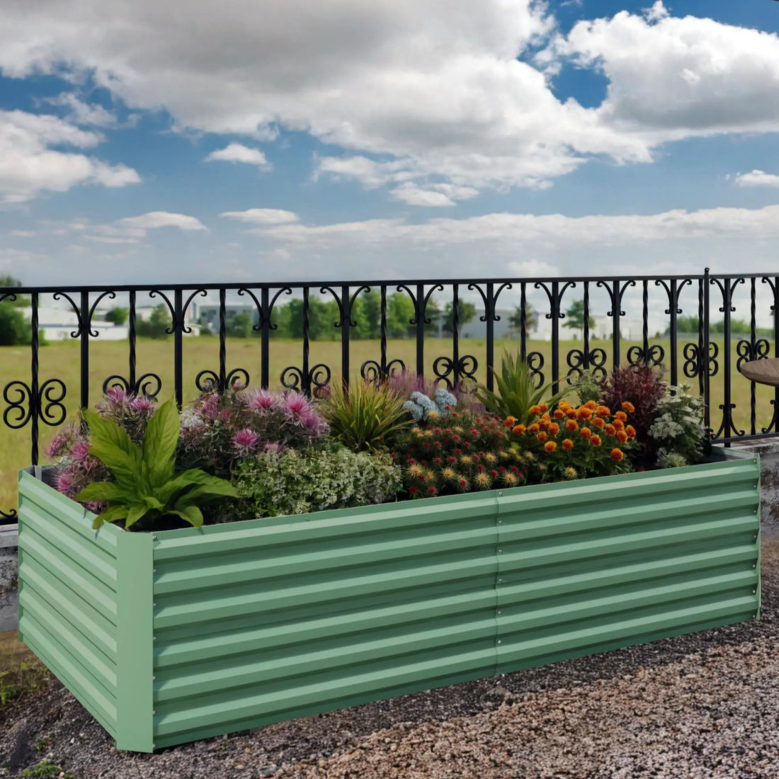 GARVEE Verzinktes Hochbeet 244 × 122 × 61 cm, Metall Pflanzbeet mit Offenem Boden, Rostbeständig und Wetterfest für Gemüse, Kräuter, Blumen und Garten, Grün
