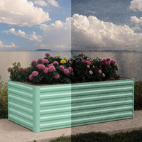 GARVEE Verzinktes Hochbeet 244 × 122 × 61 cm, Metall Pflanzbeet mit Offenem Boden, Rostbeständig und Wetterfest für Gemüse, Kräuter, Blumen und Garten, Grün