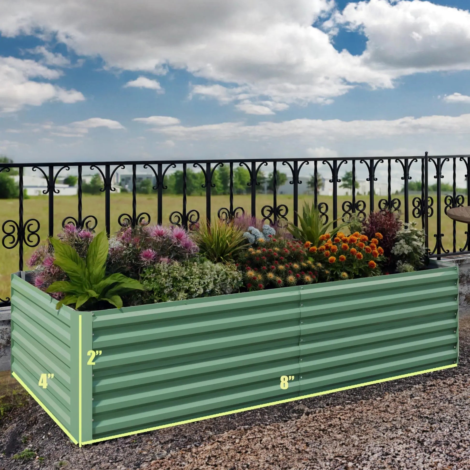 GARVEE Verzinktes Hochbeet 244 × 122 × 61 cm, Metall Pflanzbeet mit Offenem Boden, Rostbeständig und Wetterfest für Gemüse, Kräuter, Blumen und Garten, Grün