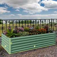 GARVEE Verzinktes Hochbeet 244 × 122 × 61 cm, Metall Pflanzbeet mit Offenem Boden, Rostbeständig und Wetterfest für Gemüse, Kräuter, Blumen und Garten, Grün