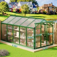 GARVEE Begehbares Aluminium Gewächshaus 183 × 305 cm, Gartengewächshaus mit Dachfenster, Verstellbarer Belüftung und Abschließbarer Tür, Windfest, Grün