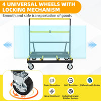 GARVEE Plattenwagen Klappbar, Bis 1000 kg Tragkraft mit Ausziehbarer Ladefläche, Stahl Transportwagen für Gipskartonplatten, Sperrholz, Glas und Fliesen