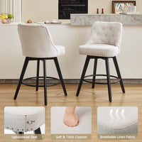 Garvee Drehbare moderne Barhocker mit gepolsterter Rückenlehne, Holzbeinen, Beige, 26 Zoll, für Küche und Bar zu Hause
