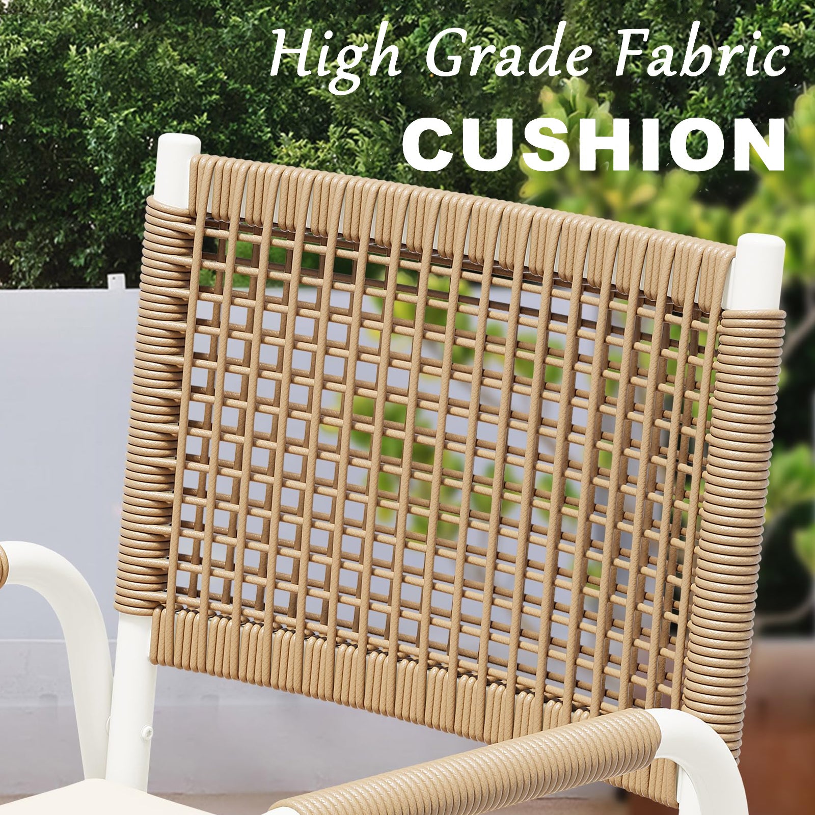 Garvee Rattan Stühle Set 2, Metallrahmen, Wetterfest, Pflegeleicht, Für Balkon & Garten