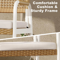 Garvee Rattan Stühle Set 2, Metallrahmen, Wetterfest, Pflegeleicht, Für Balkon & Garten