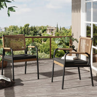 Garvee Rattan Stühle Set 2, Metallrahmen, Wetterfest, Pflegeleicht, Für Balkon & Garten