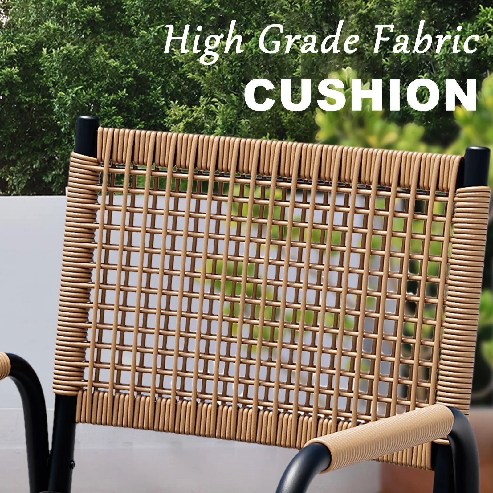 Garvee Rattan Stühle Set 2, Metallrahmen, Wetterfest, Pflegeleicht, Für Balkon & Garten