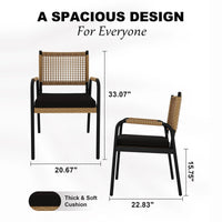 Garvee Rattan Stühle Set 2, Metallrahmen, Wetterfest, Pflegeleicht, Für Balkon & Garten