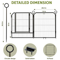 GARVEE Hundegehege 16-teilig mit Tür, 81 cm Hoch, Modulares Freilaufgehege aus Rostfreiem Stahl, Höhenverstellbar für Garten, Camping & Innenbereich