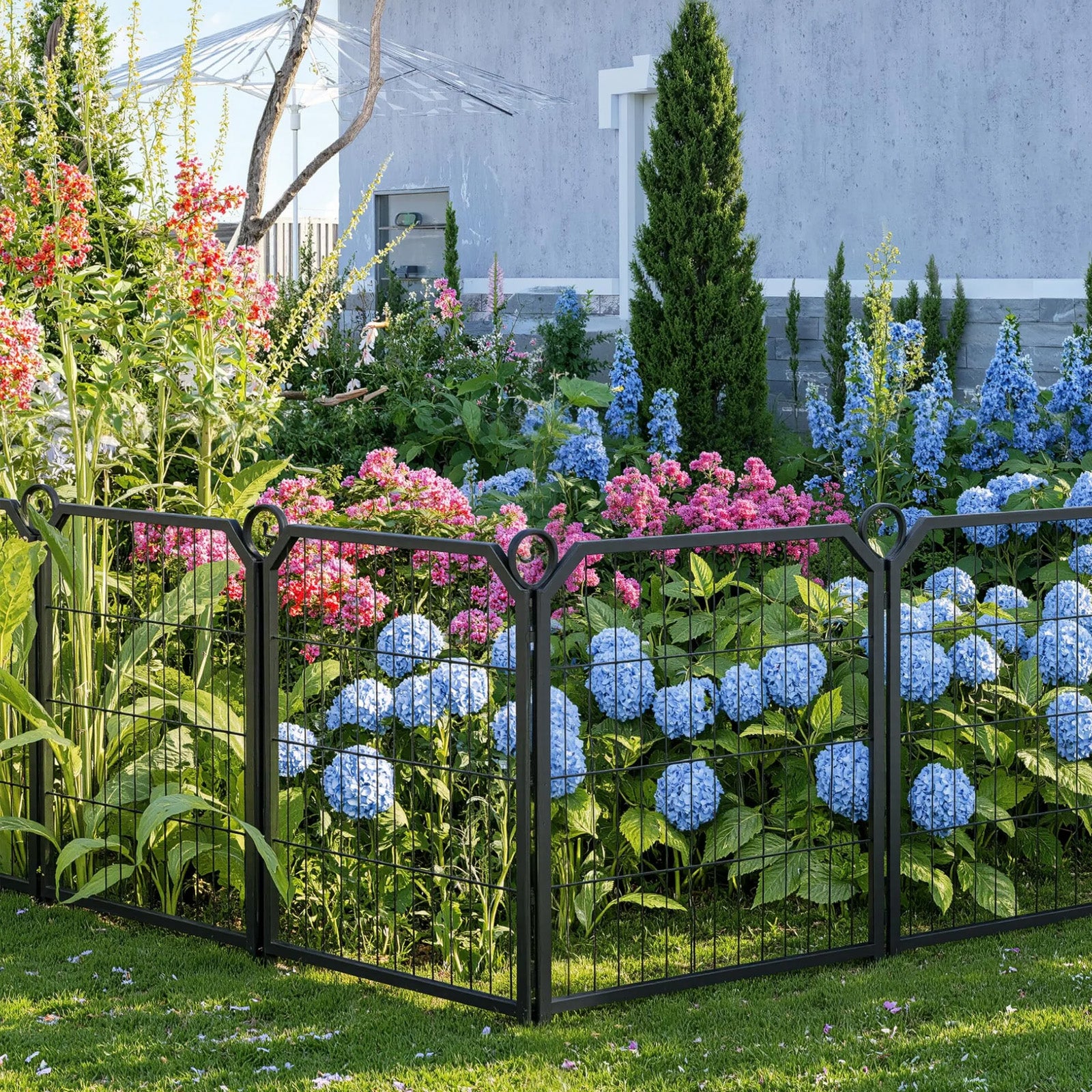 GARVEE Hundegehege 8-teilig mit Tür, 61 cm Hoch, Modulares Freilaufgehege aus Rostfreiem Stahl, Höhenverstellbar für Garten, Camping & Innenbereich