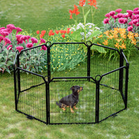 GARVEE Hundegehege 8-teilig mit Tür, 61 cm Hoch, Modulares Freilaufgehege aus Rostfreiem Stahl, Höhenverstellbar für Garten, Camping & Innenbereich