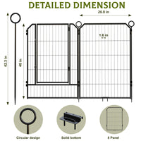 GARVEE Hundegehege 8-teilig mit Tür, 102 cm Hoch, Modulares Freilaufgehege aus Rostfreiem Stahl, Höhenverstellbar für Garten, Camping & Innenbereich