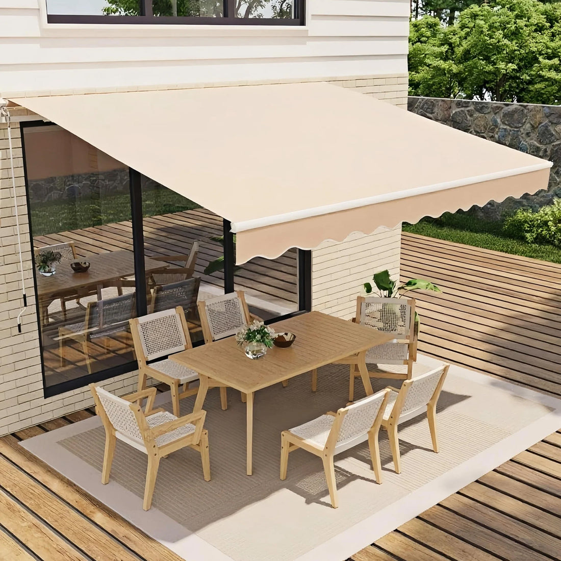 Garvee Markise 3×2.4 m, Aluminiumrahmen, Wasserdicht, UV-Schutz, Für Terrasse & Balkon, Beige