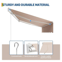 Garvee Markise 3×2.4 m, Aluminiumrahmen, Wasserdicht, UV-Schutz, Für Terrasse & Balkon, Beige