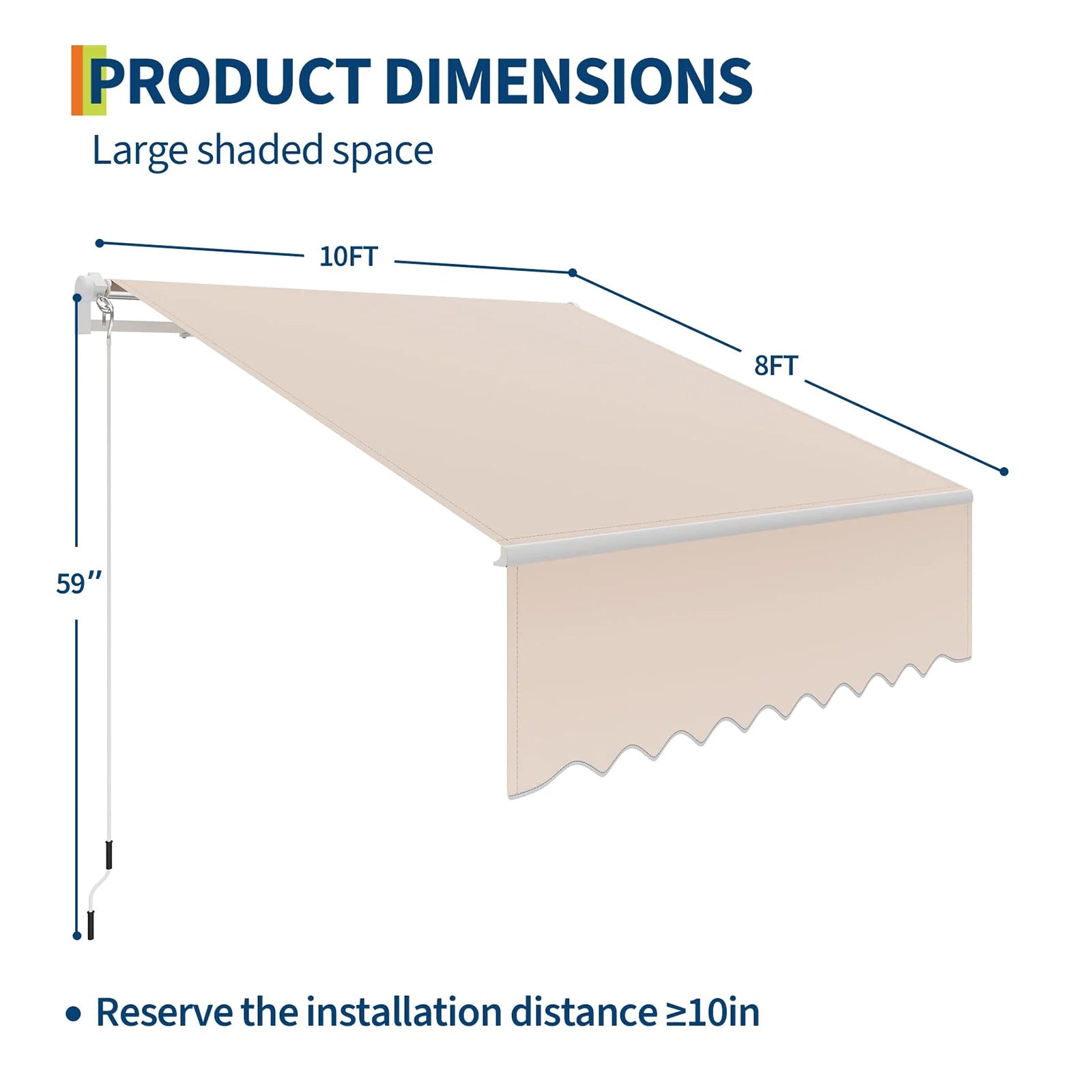 Garvee Markise 3×2.4 m, Aluminiumrahmen, Wasserdicht, UV-Schutz, Für Terrasse & Balkon, Beige