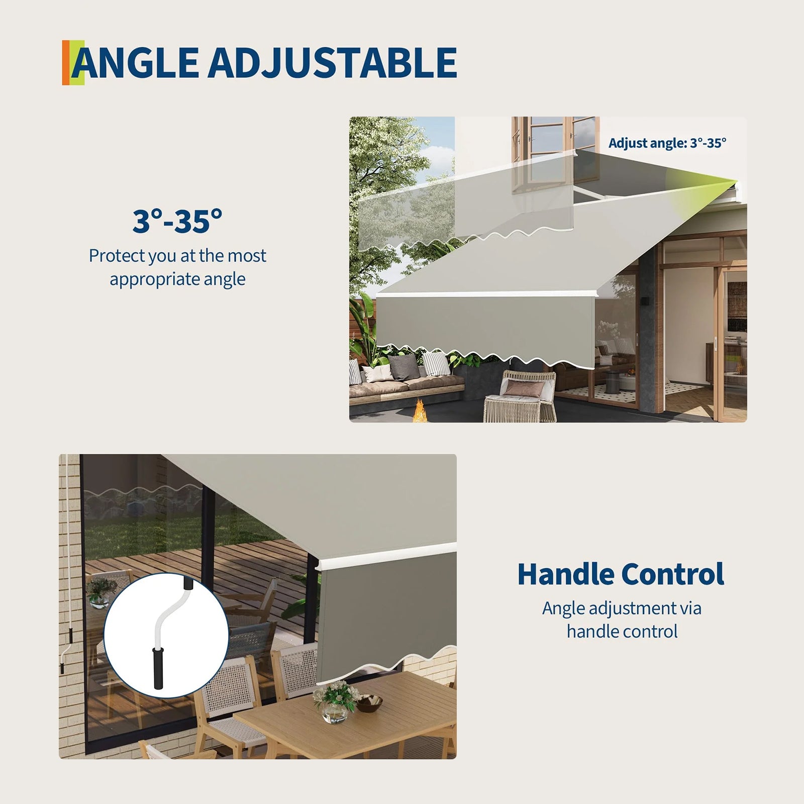 Garvee Markise 3×2.4 m, Aluminiumrahmen, Wasserdicht, UV-Schutz, Für Terrasse & Balkon, Grau