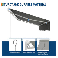 Garvee Markise 3×2.4 m, Aluminiumrahmen, Wasserdicht, UV-Schutz, Für Terrasse & Balkon, Grau