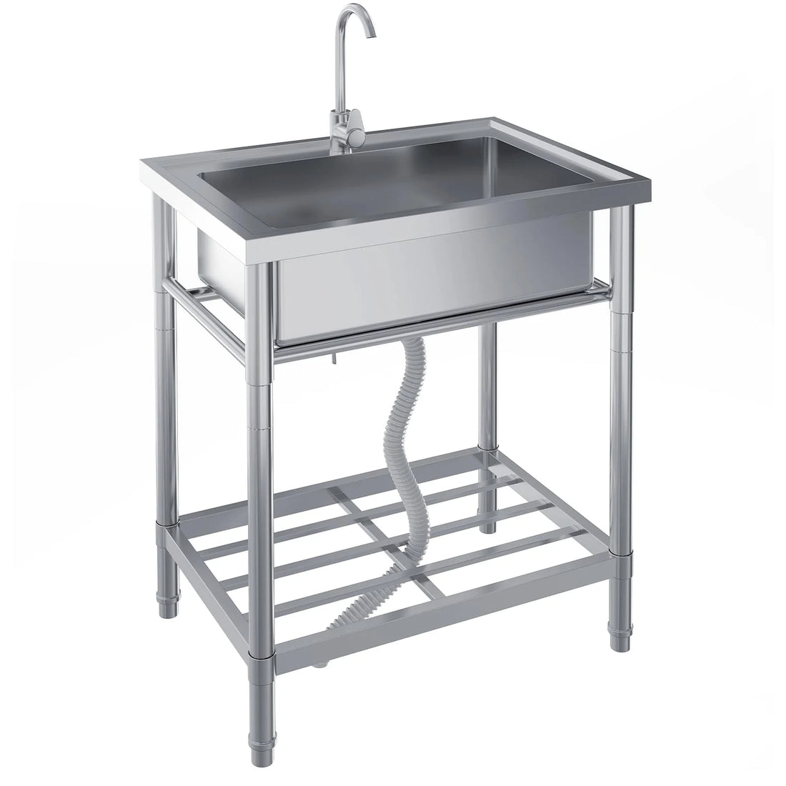 Garvee Gastro Spültisch Edelstahl 71 x 51 x 86 cm, 1 Becken, freistehend für Gewerbe & Küche