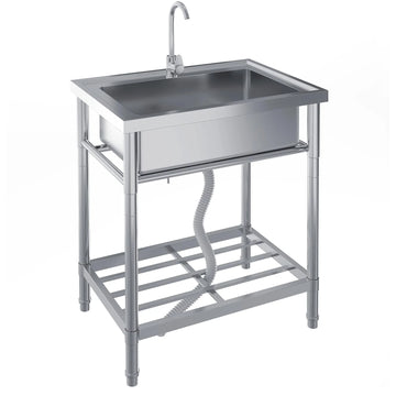 Garvee Gastro Spültisch Edelstahl 71 x 51 x 86 cm, 1 Becken, freistehend für Gewerbe & Küche