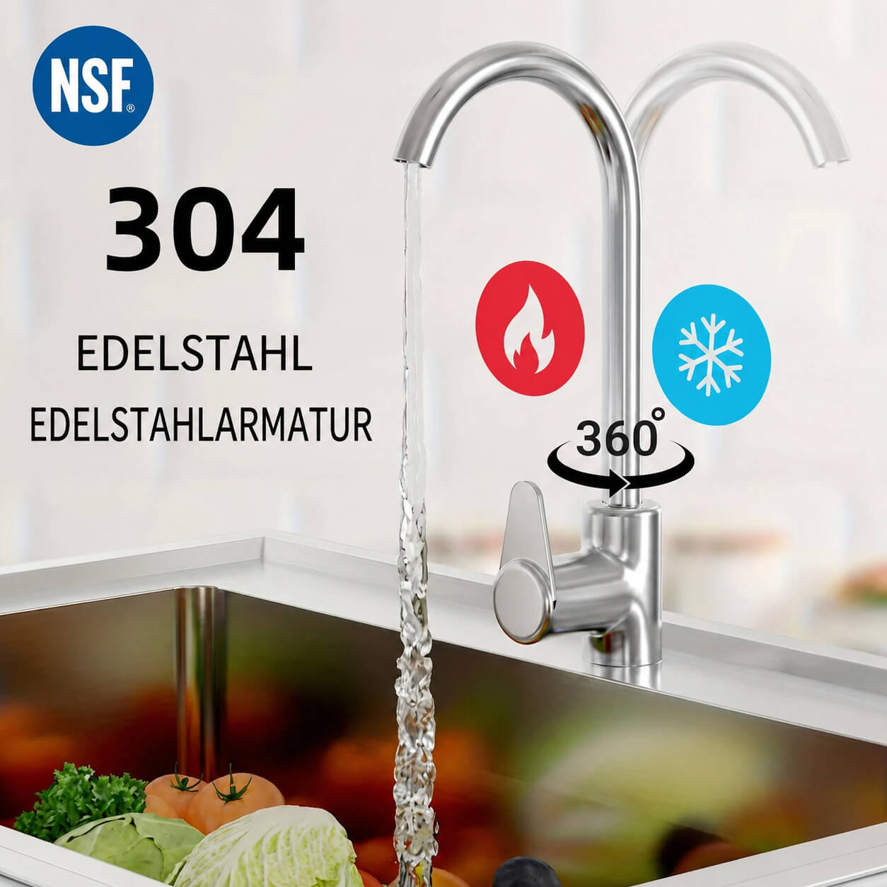 Garvee Gastro Spültisch Edelstahl 99 × 51 × 94 cm, 1 Becken, freistehend für Gewerbe & Küche