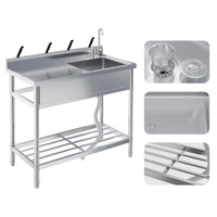 Garvee Gastro Spültisch Edelstahl 99 × 51 × 94 cm, 1 Becken, freistehend für Gewerbe & Küche