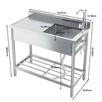 Garvee Gastro Spültisch Edelstahl 99 × 51 × 94 cm, 1 Becken, freistehend für Gewerbe & Küche