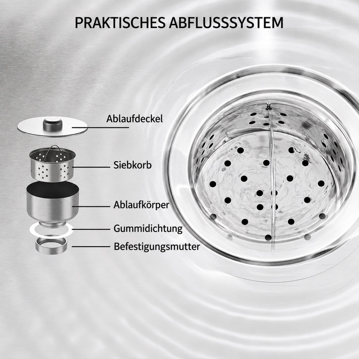 Garvee Spültisch Spülbecken Edelstahl (120 × 50 × 95,5 cm), Einzelbecken mit 360°-Warm-/Kaltwasserarmatur, Arbeitsplatte & Unterablage für Restaurant, Garage und Waschküche