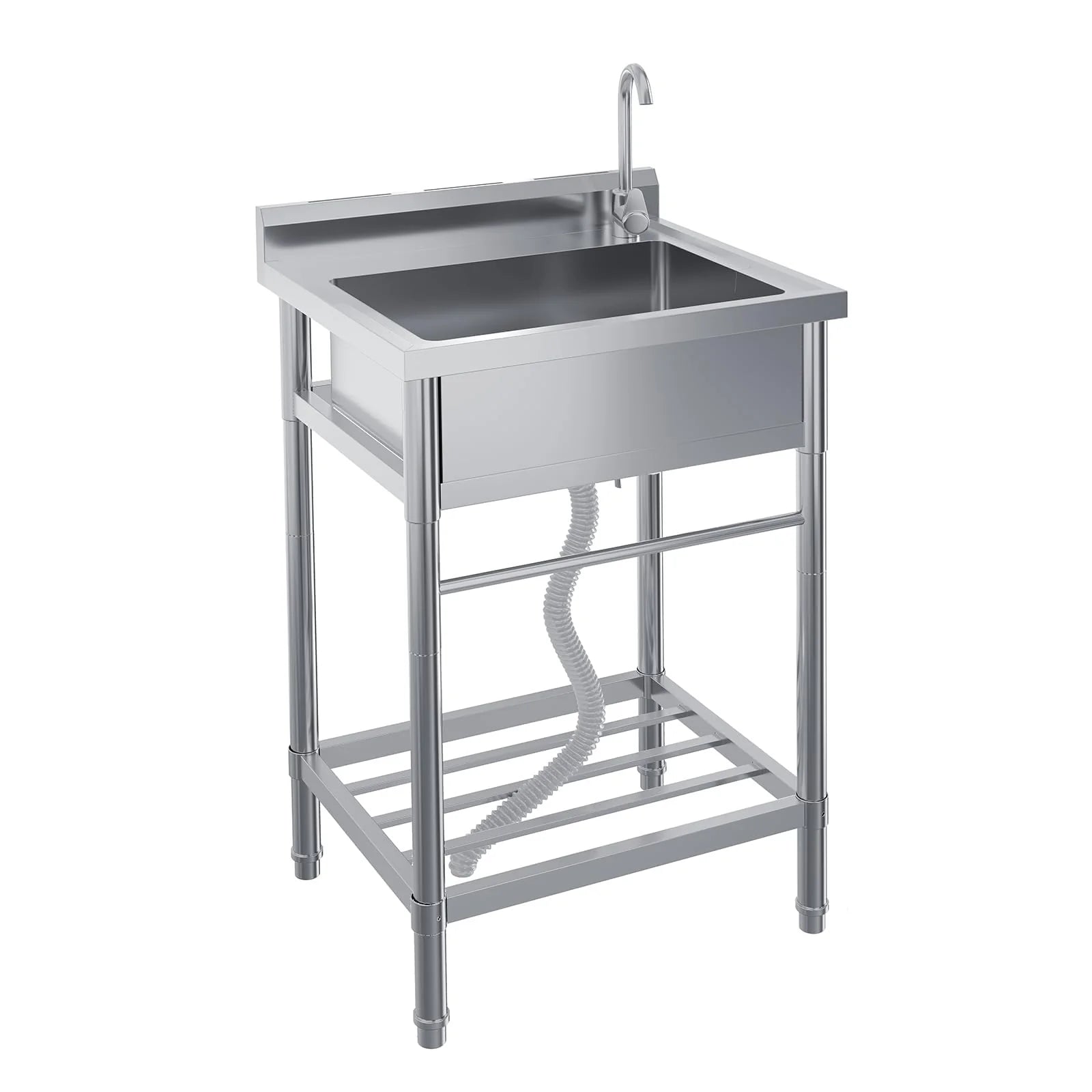 Garvee Gastro Spültisch Edelstahl 61 x 51 x 104 cm, 1 Becken, freistehend für Gewerbe & Küche