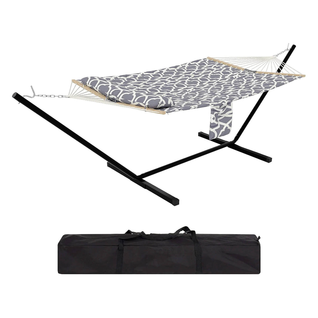 Garvee 2-Personen Hängematte Mit Stahlgestell, 204 kg Tragkraft, Tragbar, Für Camping & Innen, Hellgrau