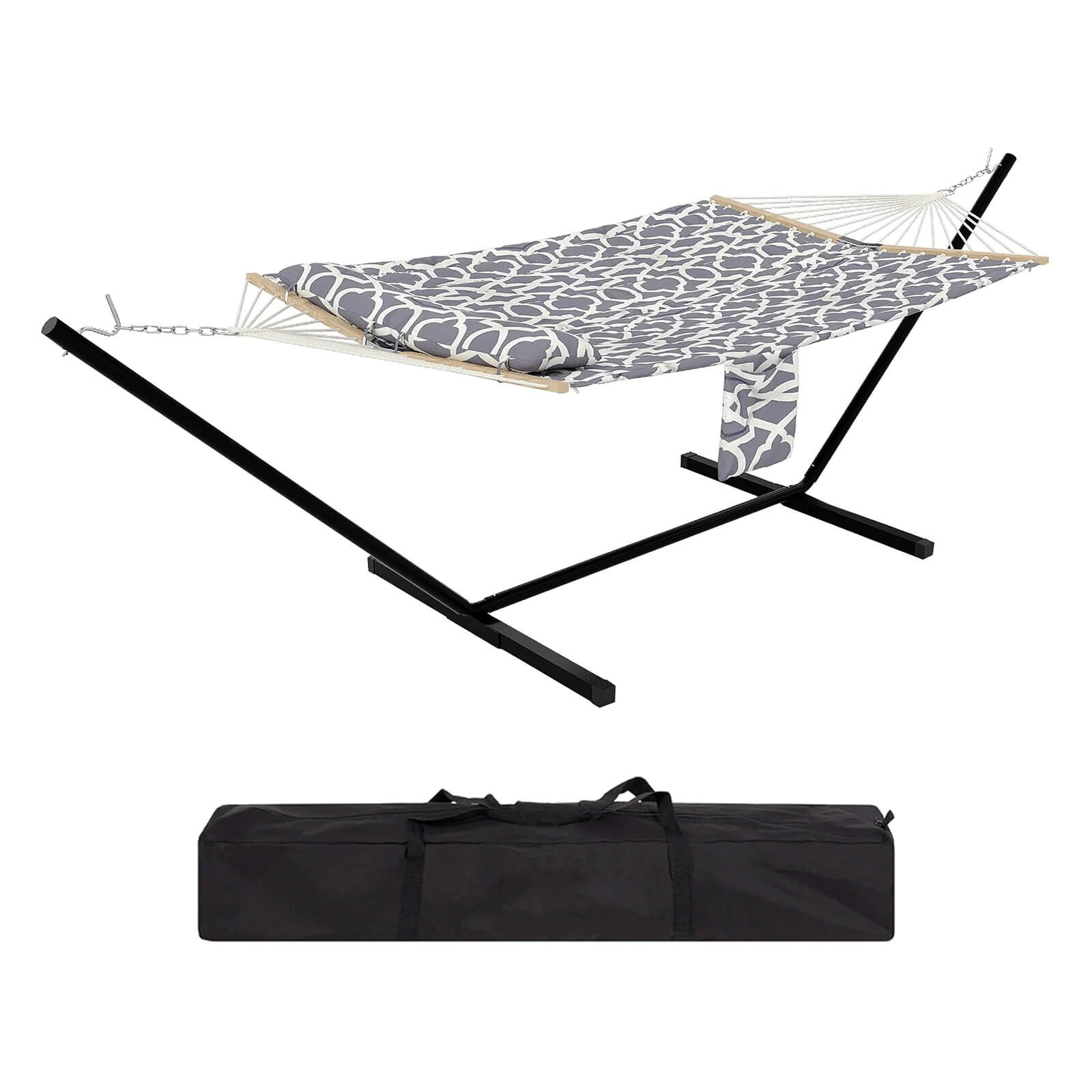 Garvee 2-Personen Hängematte Mit Stahlgestell, 204 kg Tragkraft, Tragbar, Für Camping & Innen, Hellgrau