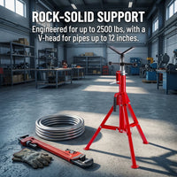 GARVEE V-Kopf Rohrständer Höhenverstellbar 71–131 cm, Klappbarer Stahl-Rollenbock mit 1134 kg Tragkraft, Für Industrie, Werkstatt & Bau