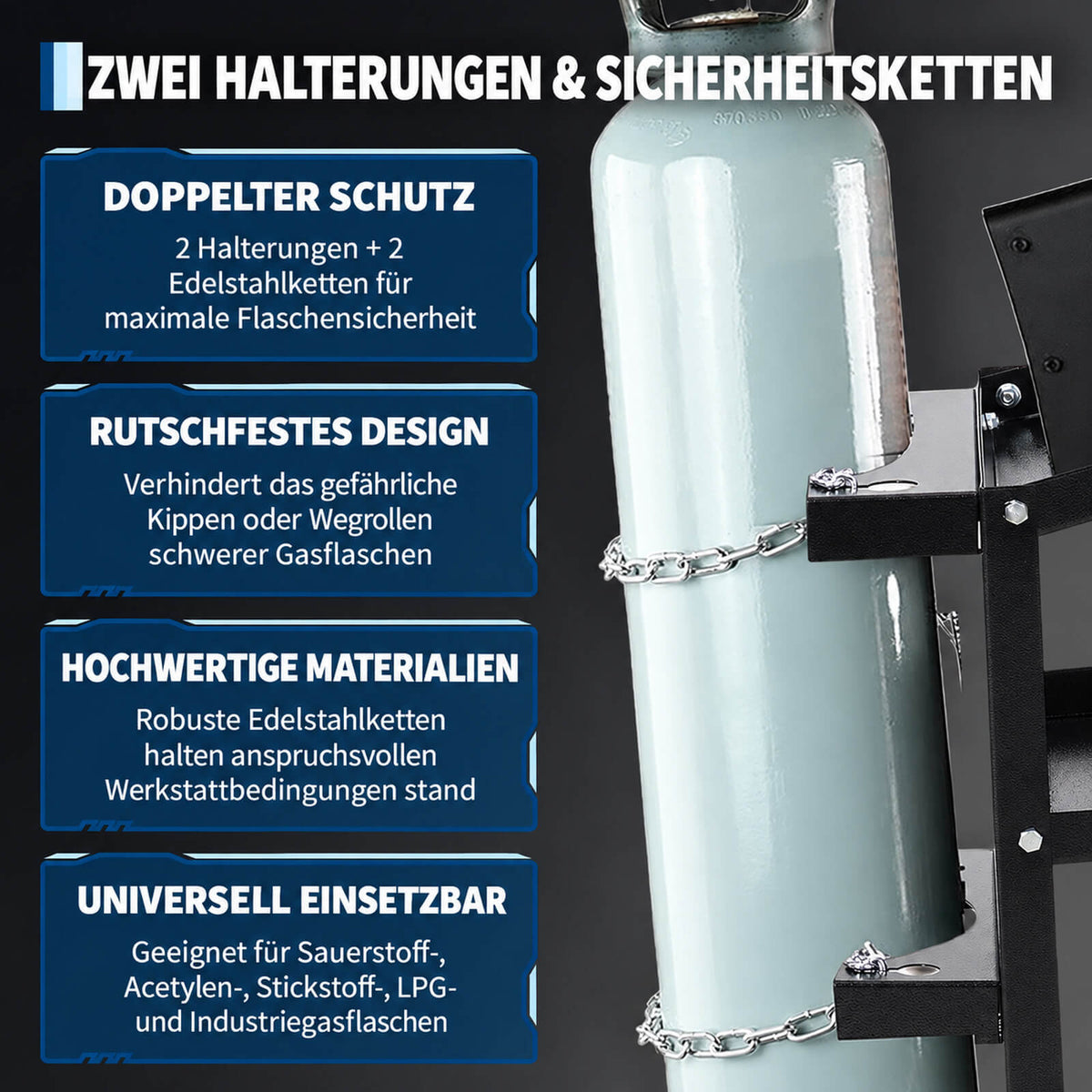 Garvee 3-stufiger Schweißwagen, 122,5 kg Tragkraft, 360° Rollen, 3 Ablagen & Gasflaschenhalter