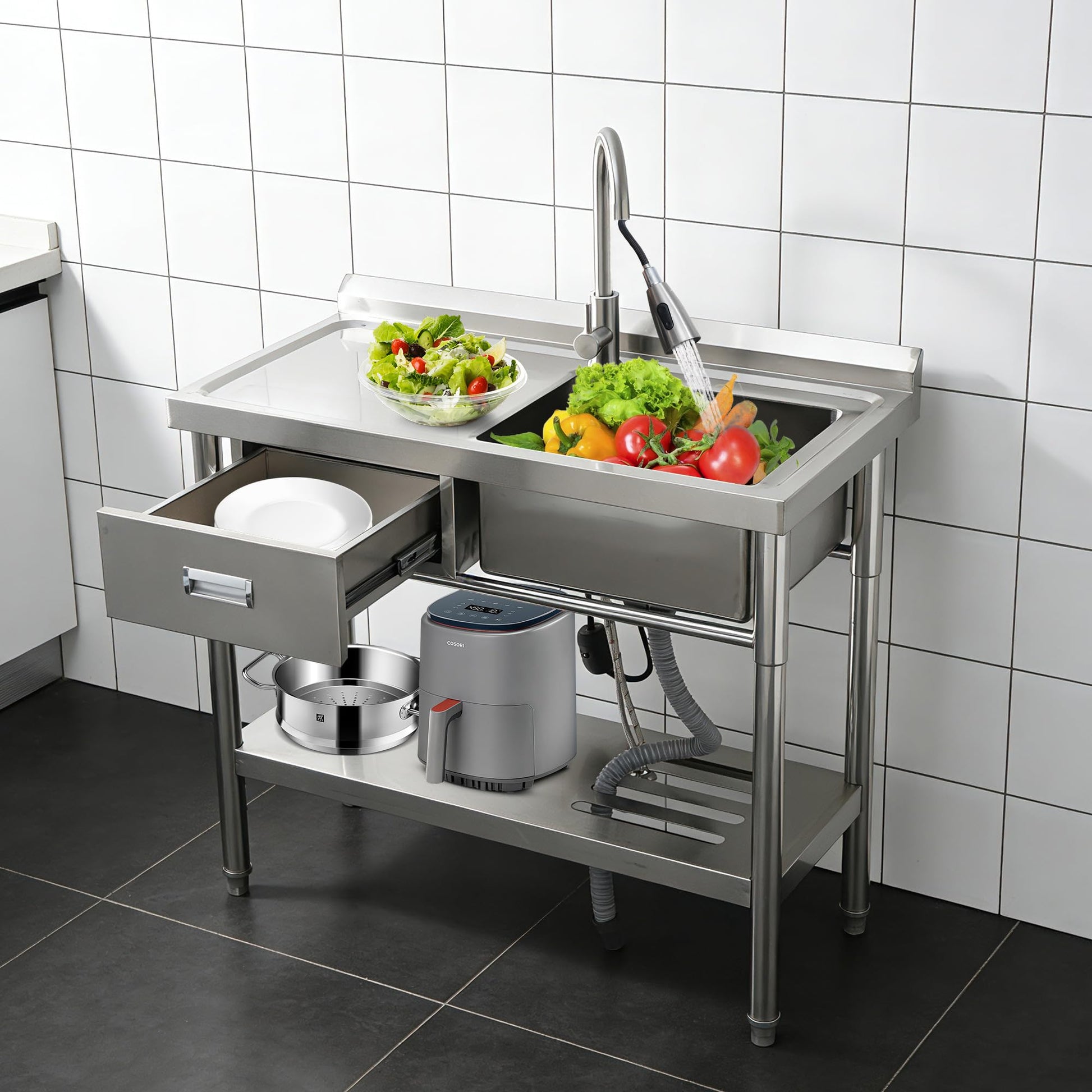 Freistehender Edelstahl Spültisch-PLS_33DG8V7H