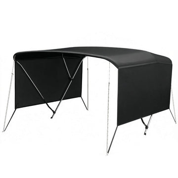 Garvee 3-Bogen-Bimini-Top-Bootsabdeckung, Abnehmbare Seiten, Verstellbar, Marine Canvas, UV-Schutz, Verstellbar 137–152 cm, Schwarz