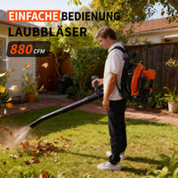 Garvee Benzin-Rucksacklaubbläser 62cc, 880 CFM, 320 MPH, mit Gasverriegelung und gepolsterten Schultergurten zur Laubentfernung in Garten, Hof, Einfahrt und auf der Terrasse