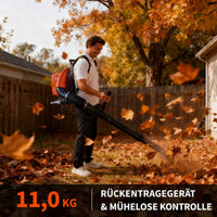 Garvee Benzin-Rucksacklaubbläser 62cc, 880 CFM, 320 MPH, mit Gasverriegelung und gepolsterten Schultergurten zur Laubentfernung in Garten, Hof, Einfahrt und auf der Terrasse