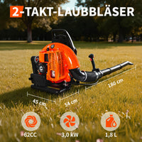 Garvee Benzin-Rucksacklaubbläser 62cc, 880 CFM, 320 MPH, mit Gasverriegelung und gepolsterten Schultergurten zur Laubentfernung in Garten, Hof, Einfahrt und auf der Terrasse