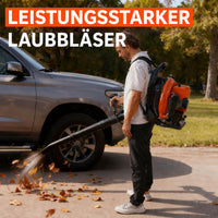Garvee Benzin-Rucksacklaubbläser 62cc, 880 CFM, 320 MPH, mit Gasverriegelung und gepolsterten Schultergurten zur Laubentfernung in Garten, Hof, Einfahrt und auf der Terrasse