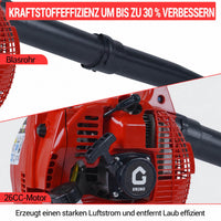 Garvee Benzin-Laubbläser 26cc, 490 CFM, 280 MPH, Handgerät mit Tempomat und ergonomischem Griff zur Laubentfernung in Garten, Hof, Einfahrt und auf der Terrasse