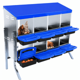 GARVEE 8-Fach Legenest für Hühner 107,5 × 52 × 95 cm, Mit Standfüßen, Verzinkter Stahl, Eierabrollfunktion, Für Bis zu 12-20 Hennen, Blau - Blau