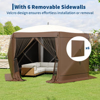 Garvee Pavillon mit Moskitonetz 4 × 4 m, Schnellaufbau-Campingzelt mit Mesh-Wänden, UV-Schutz 50+ und Windschutzpaneelen für Garten, Terrasse und Outdoor-Aktivitäten, Khaki
