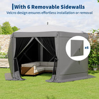 Garvee Pavillon mit Moskitonetz 4 × 4 m, Schnellaufbau-Campingzelt mit Mesh-Wänden, UV-Schutz 50+ und Windschutzpaneelen für Garten, Terrasse und Outdoor-Aktivitäten, Grau