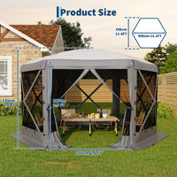 Garvee Pavillon mit Moskitonetz 4 × 4 m, Schnellaufbau-Campingzelt mit Mesh-Wänden, UV-Schutz 50+ und Windschutzpaneelen für Garten, Terrasse und Outdoor-Aktivitäten, Grau