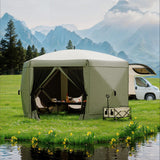 Garvee Pavillon mit Moskitonetz 4 × 4 m, Schnellaufbau-Campingzelt mit Mesh-Wänden, UV-Schutz 50+ und Windschutzpaneelen für Garten, Terrasse und Outdoor-Aktivitäten, Grün - Grün