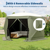 Garvee Pavillon mit Moskitonetz 4 × 4 m, Schnellaufbau-Campingzelt mit Mesh-Wänden, UV-Schutz 50+ und Windschutzpaneelen für Garten, Terrasse und Outdoor-Aktivitäten, Grün