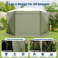 Garvee Pavillon mit Moskitonetz 4 × 4 m, Schnellaufbau-Campingzelt mit Mesh-Wänden, UV-Schutz 50+ und Windschutzpaneelen für Garten, Terrasse und Outdoor-Aktivitäten, Grün