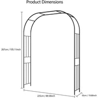 Garvee Hochzeitsbogen aus Metall 225 × 50 × 267 cm, robuster Gartenbogen mit dekorativen Seitenelementen, eleganter Stahlbogen für Hochzeit, Garten und Party, Schwarz