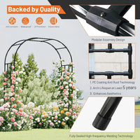 Garvee Hochzeitsbogen aus Metall 225 × 50 × 267 cm, robuster Gartenbogen mit dekorativen Seitenelementen, eleganter Stahlbogen für Hochzeit, Garten und Party, Schwarz